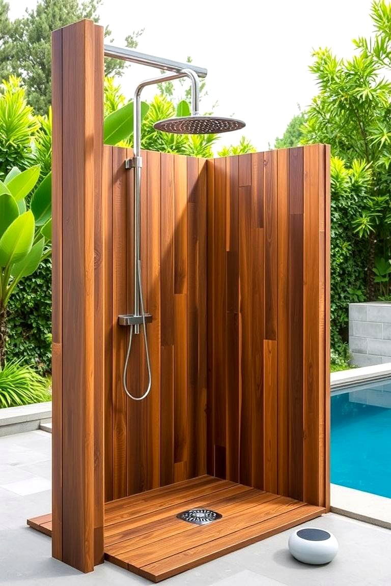 Outdoor Shower or Wash Station - 24 Pool Decor Ideas