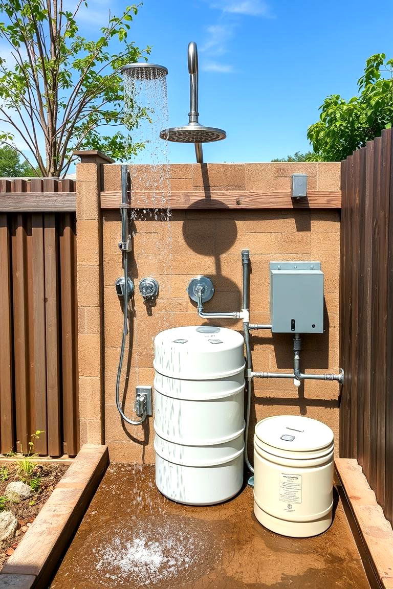 Outdoor Shower with a Rainwater Harvesting System - 24 Outdoor Bathroom Ideas