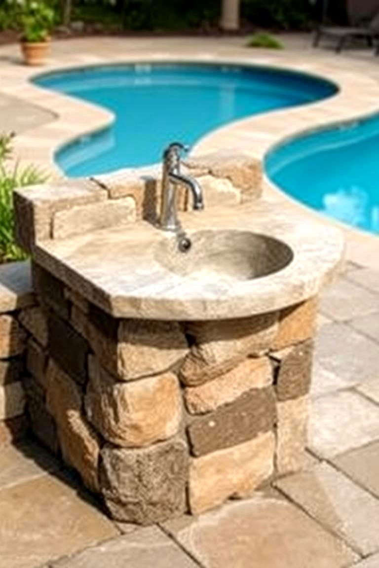 Outdoor Sink Station - 24 Pool Bathroom Ideas