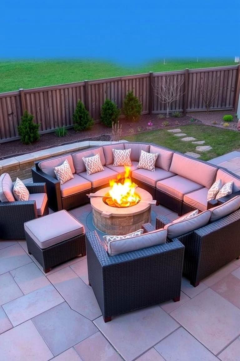 Outdoor Sofa with Fire Pit - 24 Fireplace Seating Ideas