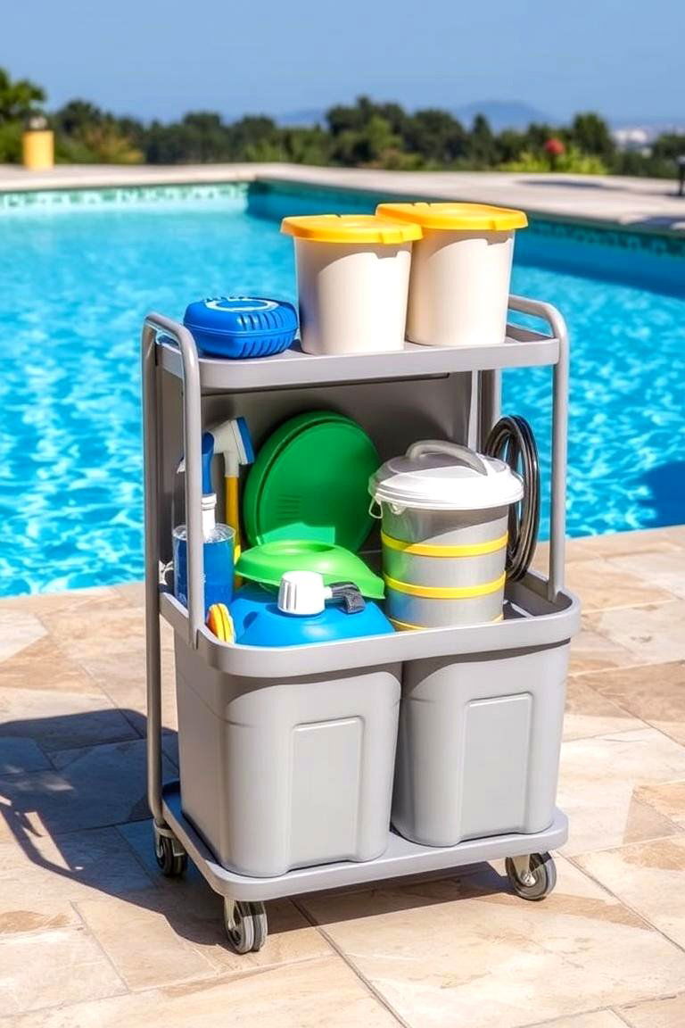 Outdoor Storage Carts with Wheels - 24 Pool Storage Ideas