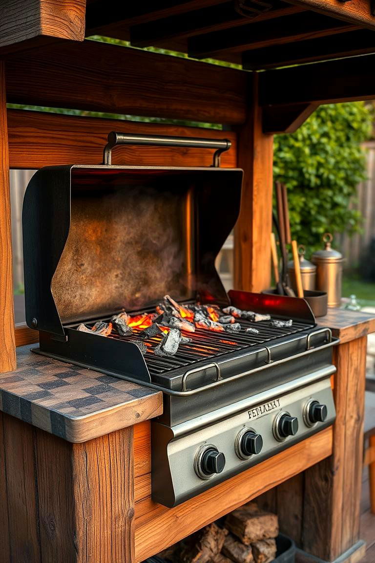 Outdoor Traditional Charcoal Grill Station - 24 Grill Station Ideas