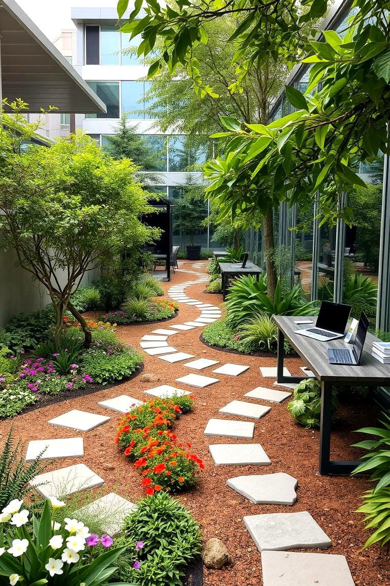 Outdoor Workspace with Natural Landscaping - 24 Garden Office Ideas