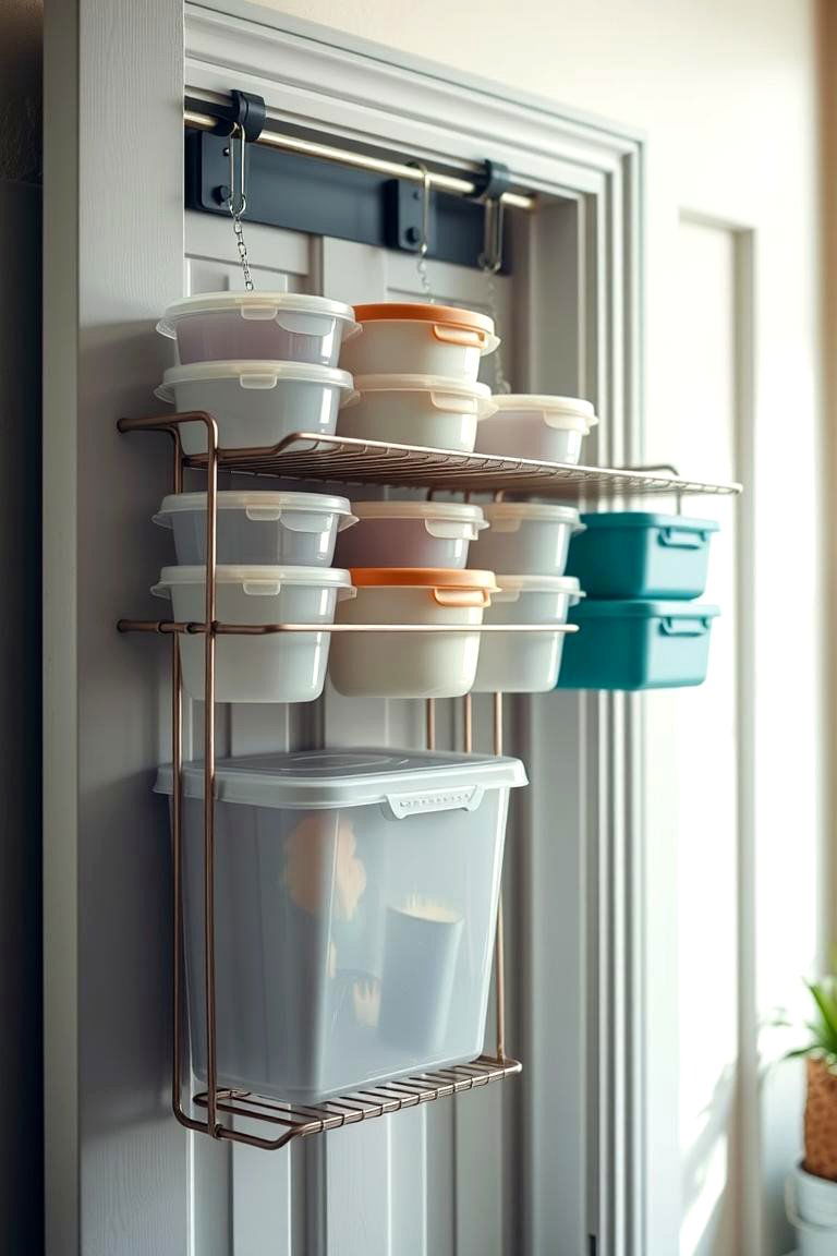 Over Door Racks for Containers - 24 Tupperware Organization Ideas