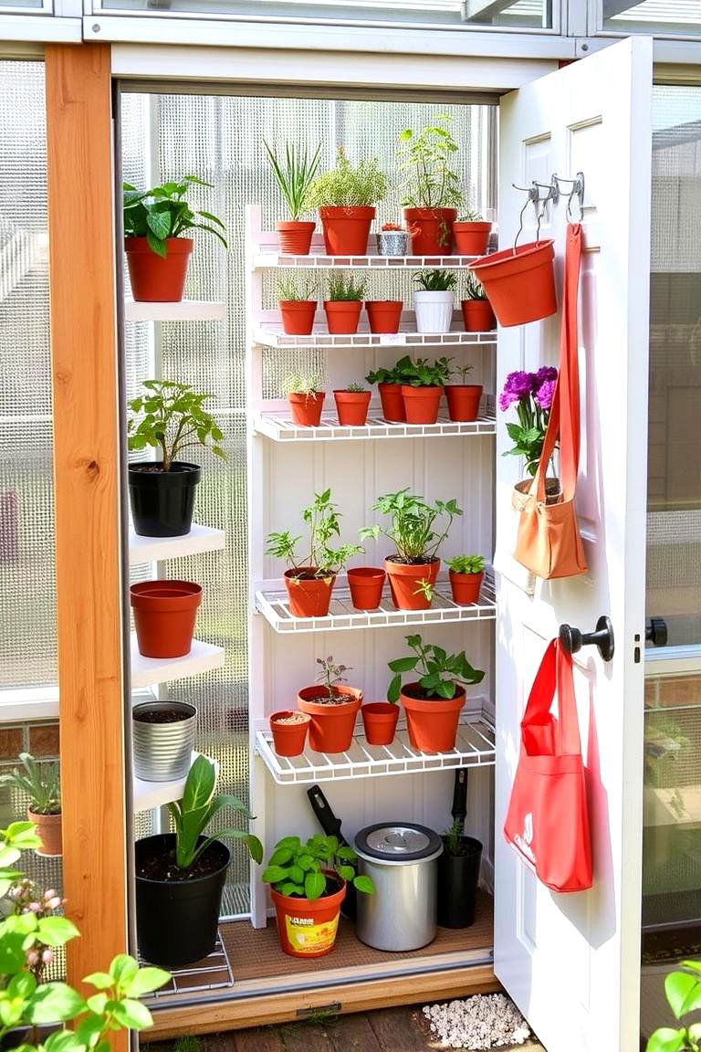 Over the Door Shelving Units - 24 Greenhouse Shelving Ideas