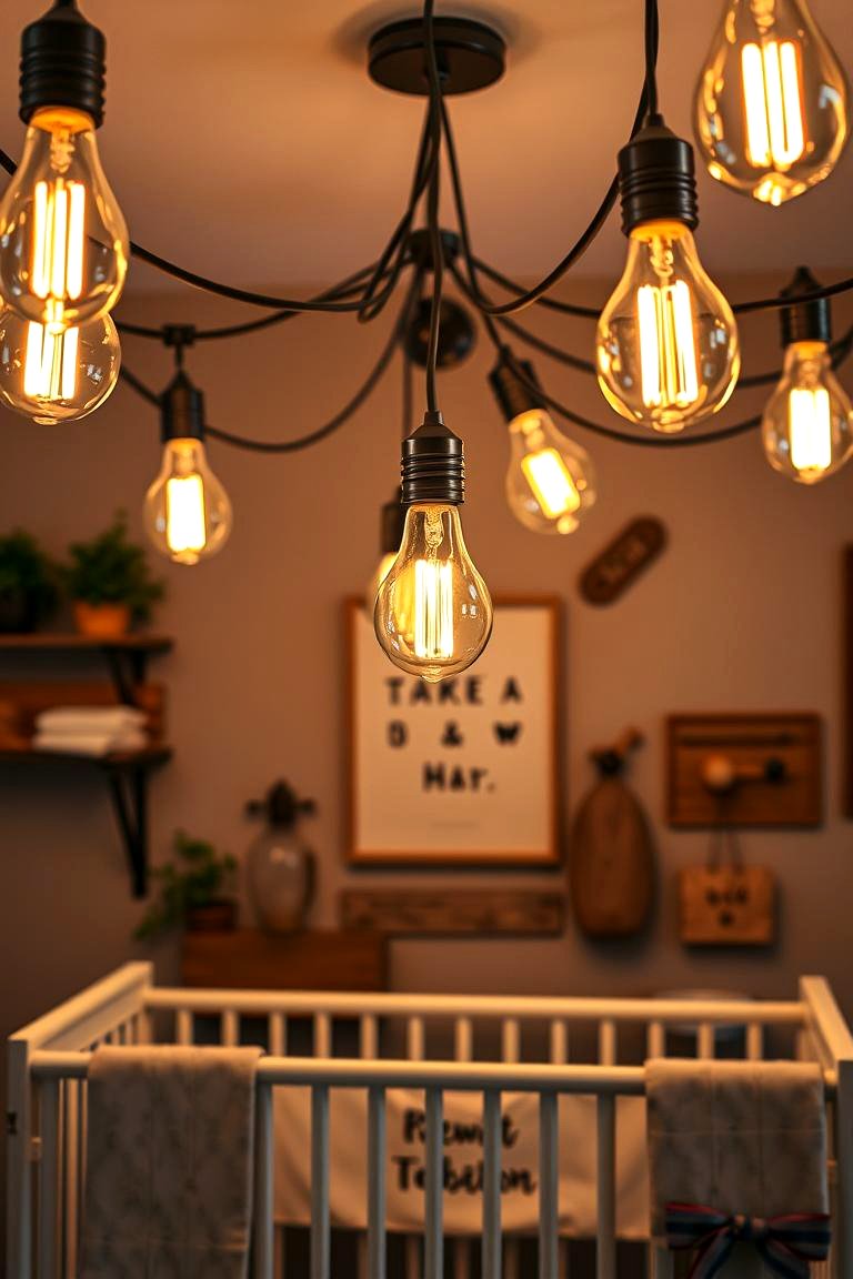 Overhead Edison Bulb Lighting - 24 Farmhouse Nursery Ideas