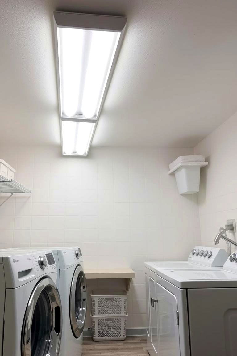 Overhead Fluorescent Tube Lights - 24 Laundry Room Lighting Ideas