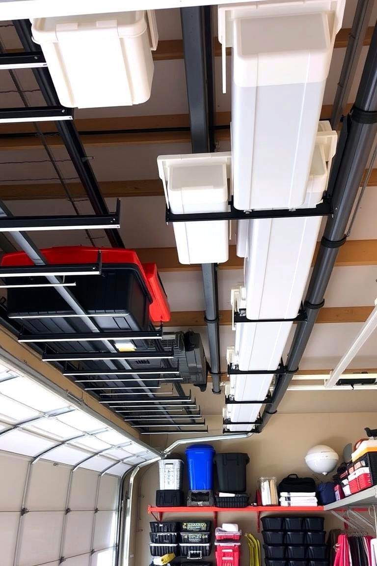 Overhead Garage Storage Racks - 24 Garbage Can Storage Ideas