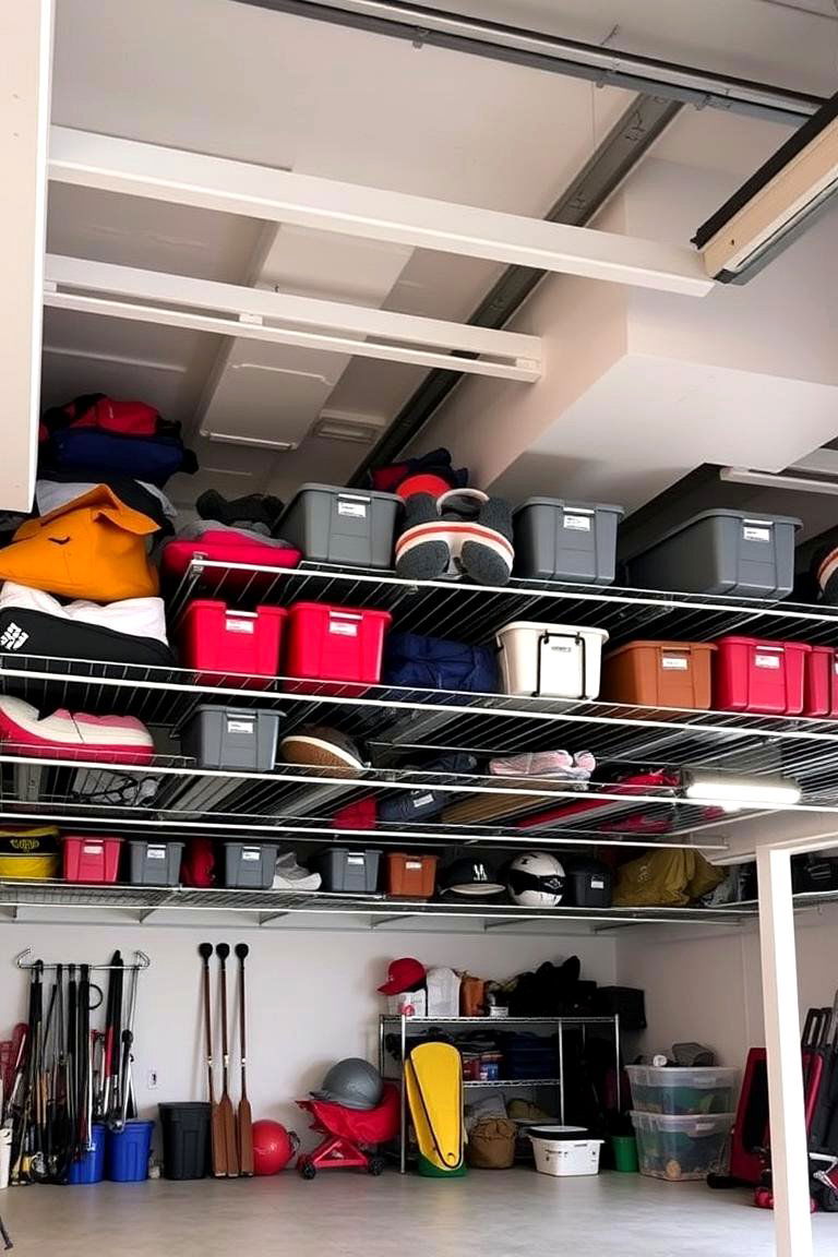 Overhead Storage Racks for Heavy Items - 24 Basement Storage Ideas