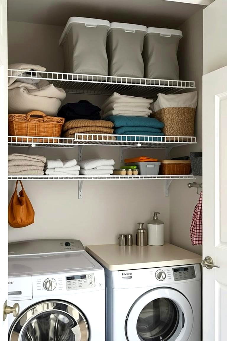 Overhead Storage Racks - 24 Laundry Room Shelving Ideas