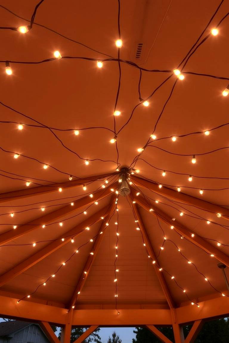 Overhead String Lights for a Starry Sky Effect - 24 Gazebo Lighting Ideas
