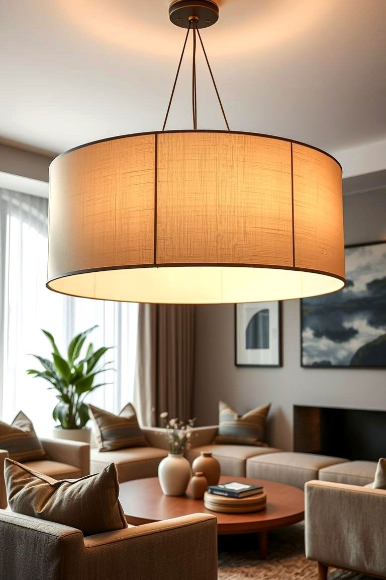 Oversized Drum Shades - 24 Living Room Ceiling Lighting Ideas