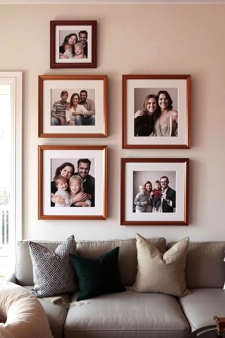 Oversized Frames with Smaller Photos - 24 Family Picture Wall Ideas