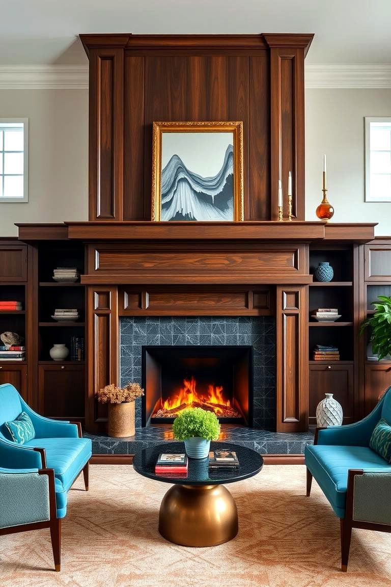 Oversized Mantel Fireplace Office - 24 Home Office With Fireplace Ideas