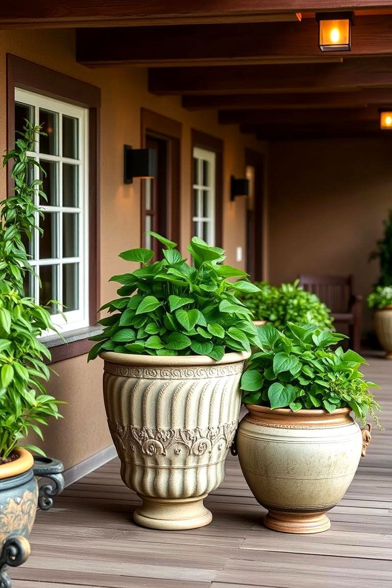 Oversized Planters - 24 Farmhouse Patio Ideas