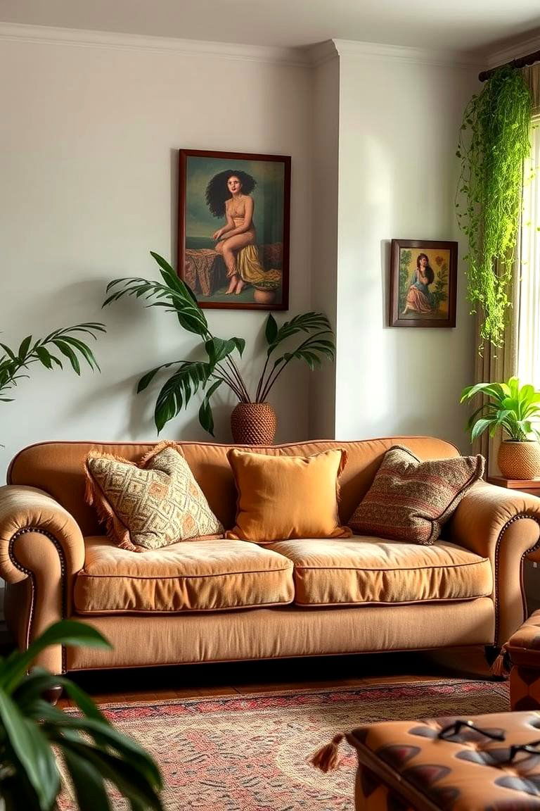 Overstuffed Vintage Sofa Styling - 24 Boho Living Room Ideas