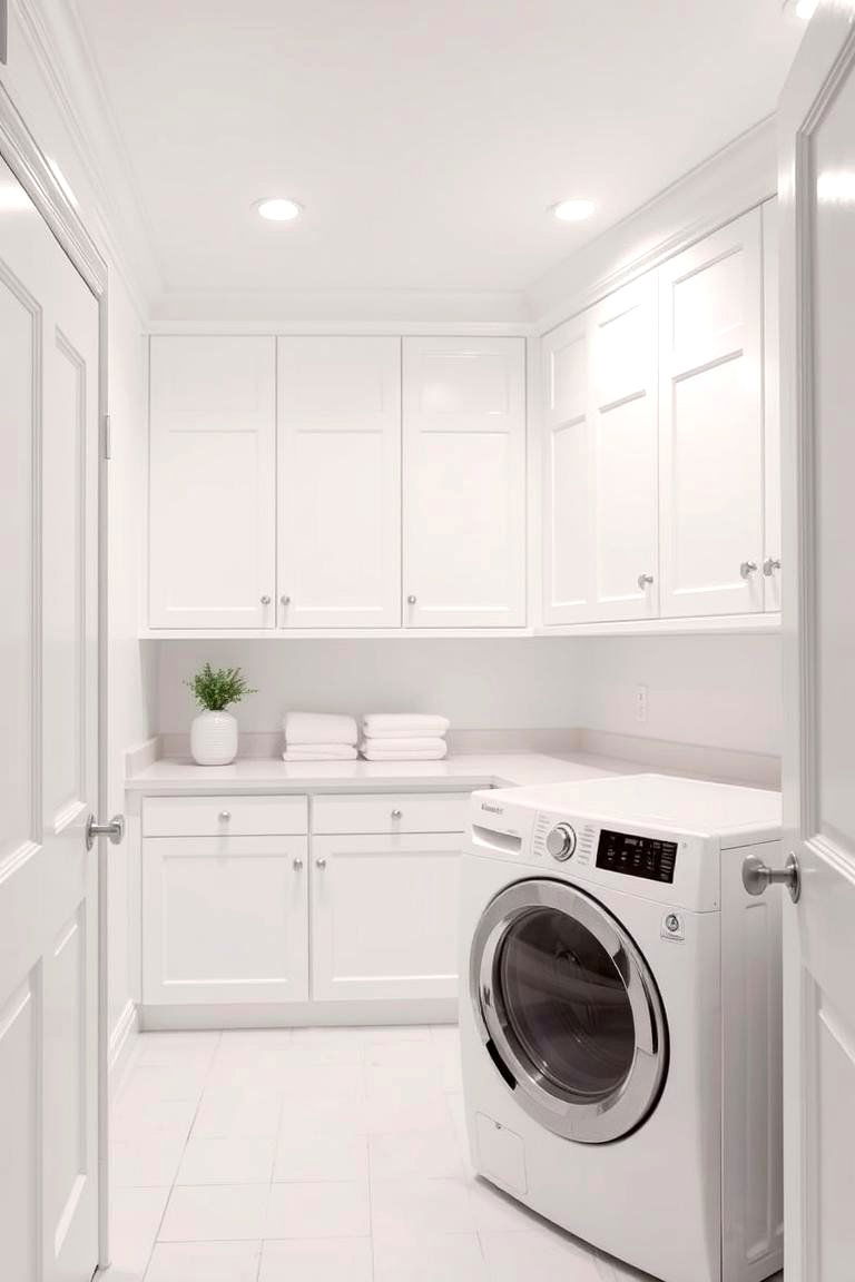 Paint Walls and Ceiling the Same White - 24 White Laundry Room Ideas