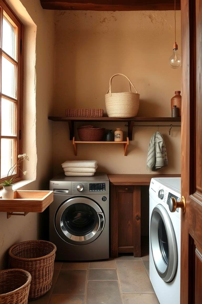 Paint Walls in Warm Earthy Tones - 24 Rustic Laundry Room Ideas