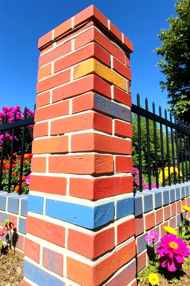 Painted Brick Fence - 24 Brick Fence Ideas