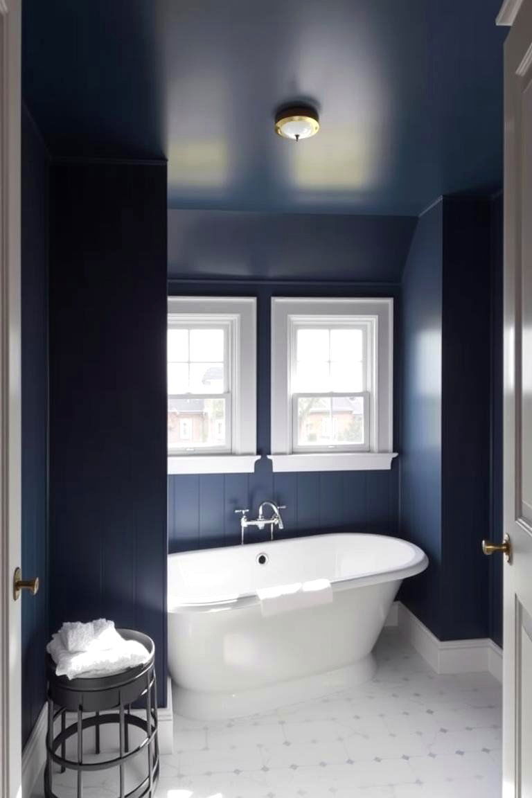 Painted Ceiling with Bold Colors - 24 Bathroom Ceiling Ideas