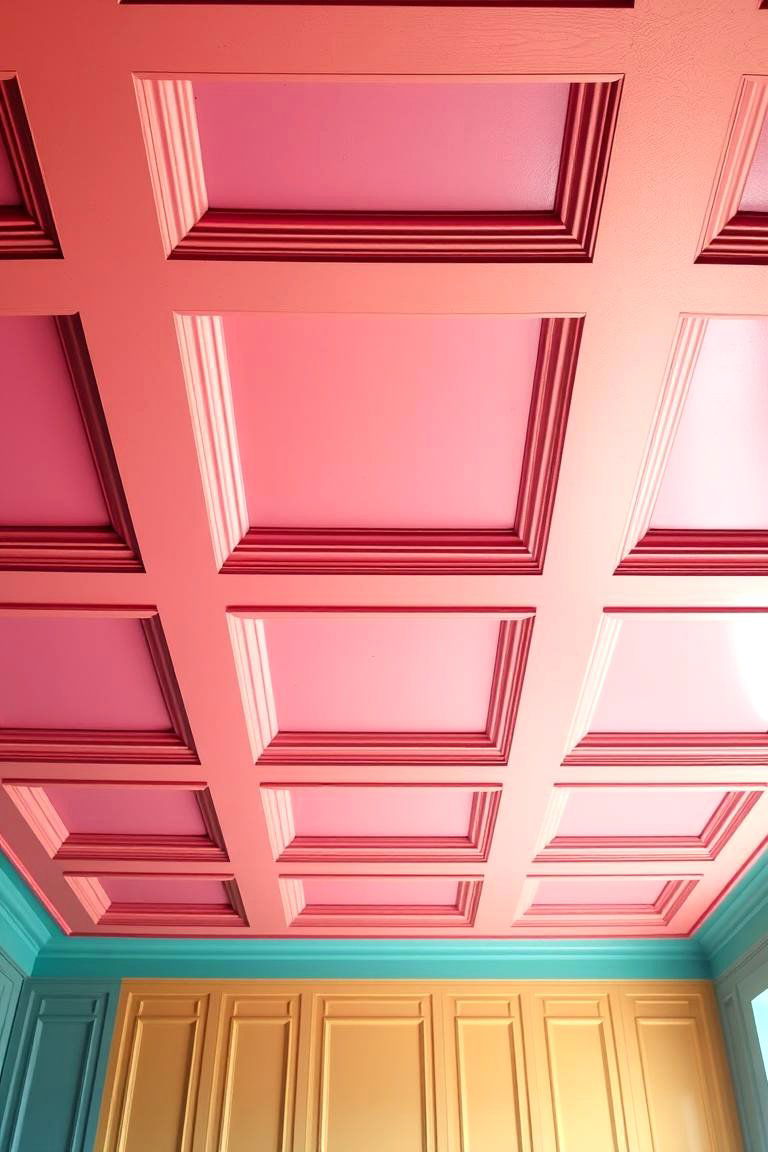 Painted Coffered Ceiling for Bright Spaces - 24 Coffered Ceiling Ideas