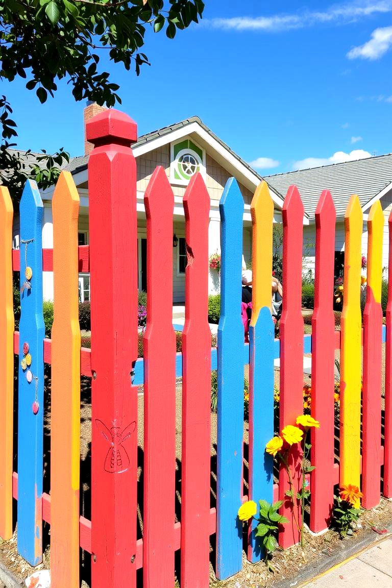 Painted Colorful Fence - 24 Front Yard Fence Ideas