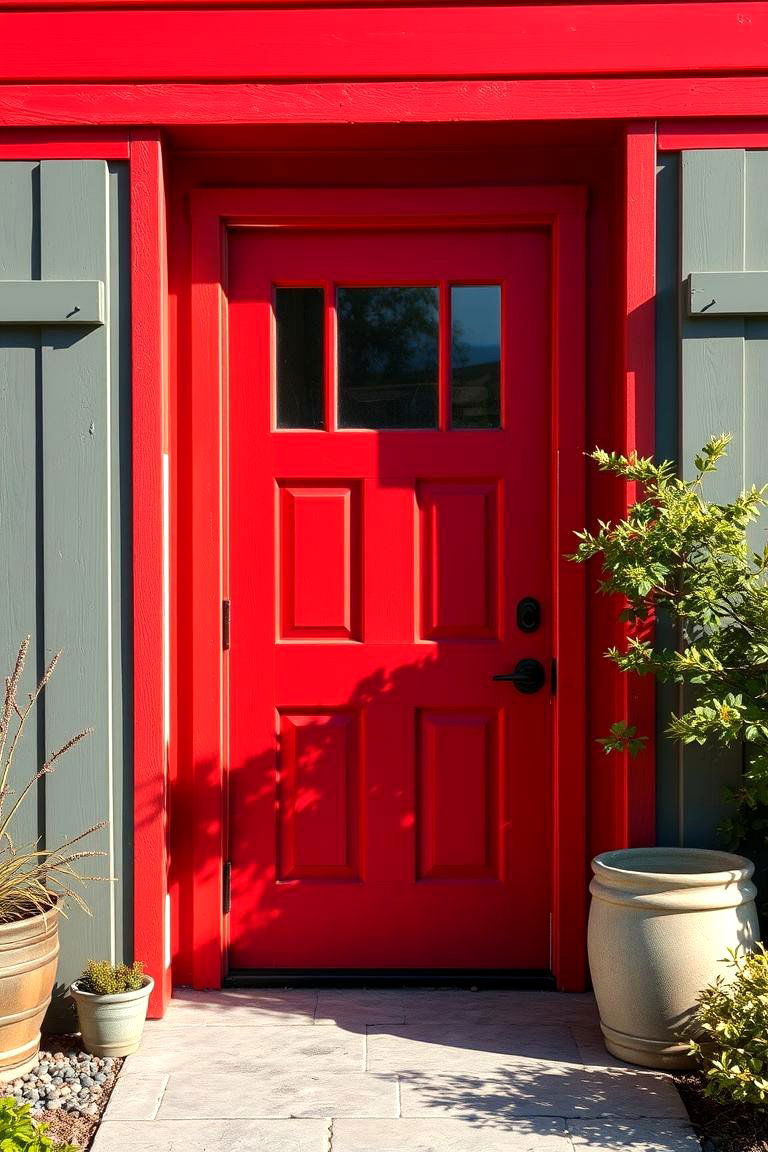 Painted Farmhouse Red Door - 24 Farmhouse Front Door Ideas