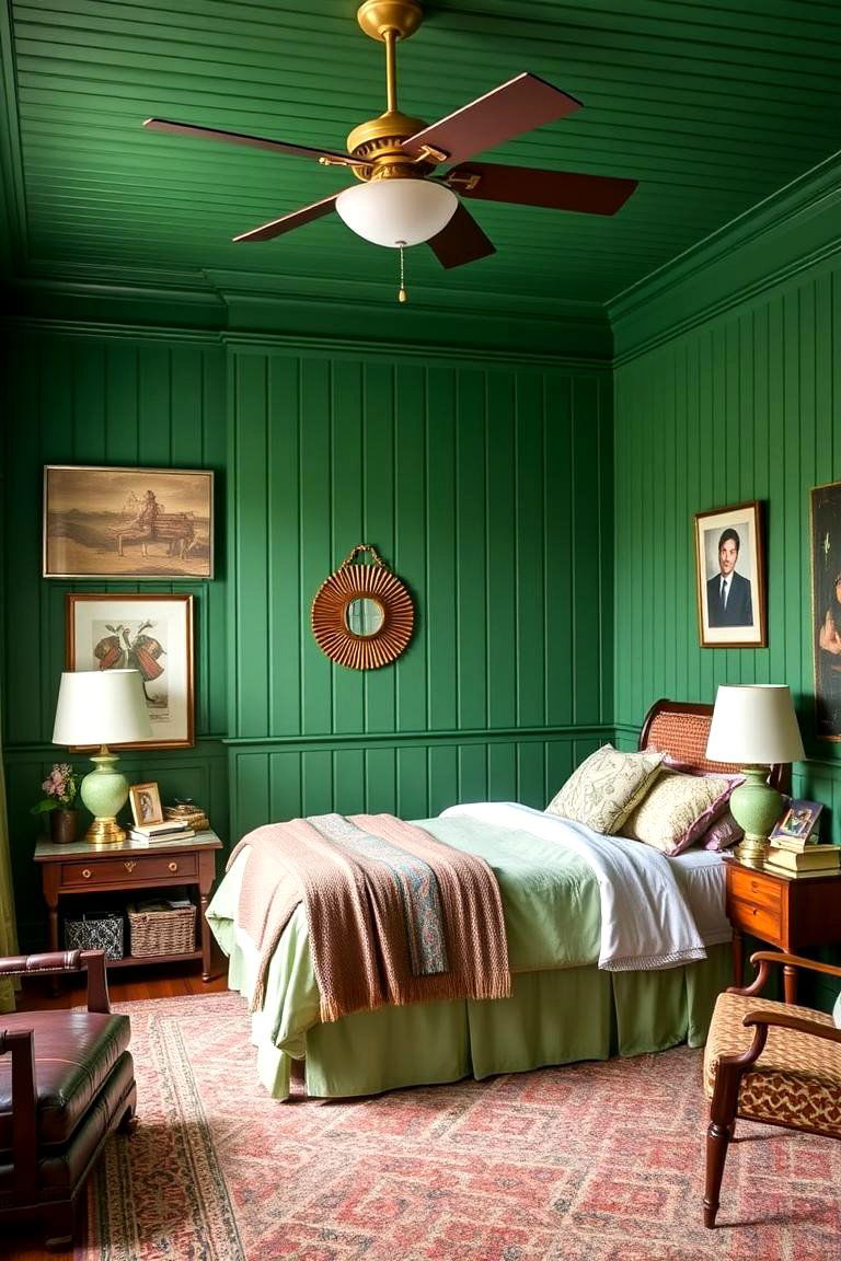 Painted Green Panelling for Flexibility Adaptability - 24 Green Panelling Bedroom Ideas