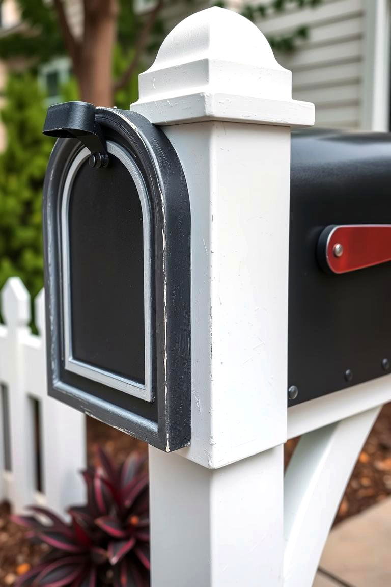 Painted Mailbox Post - 24 Mailbox Landscaping Ideas