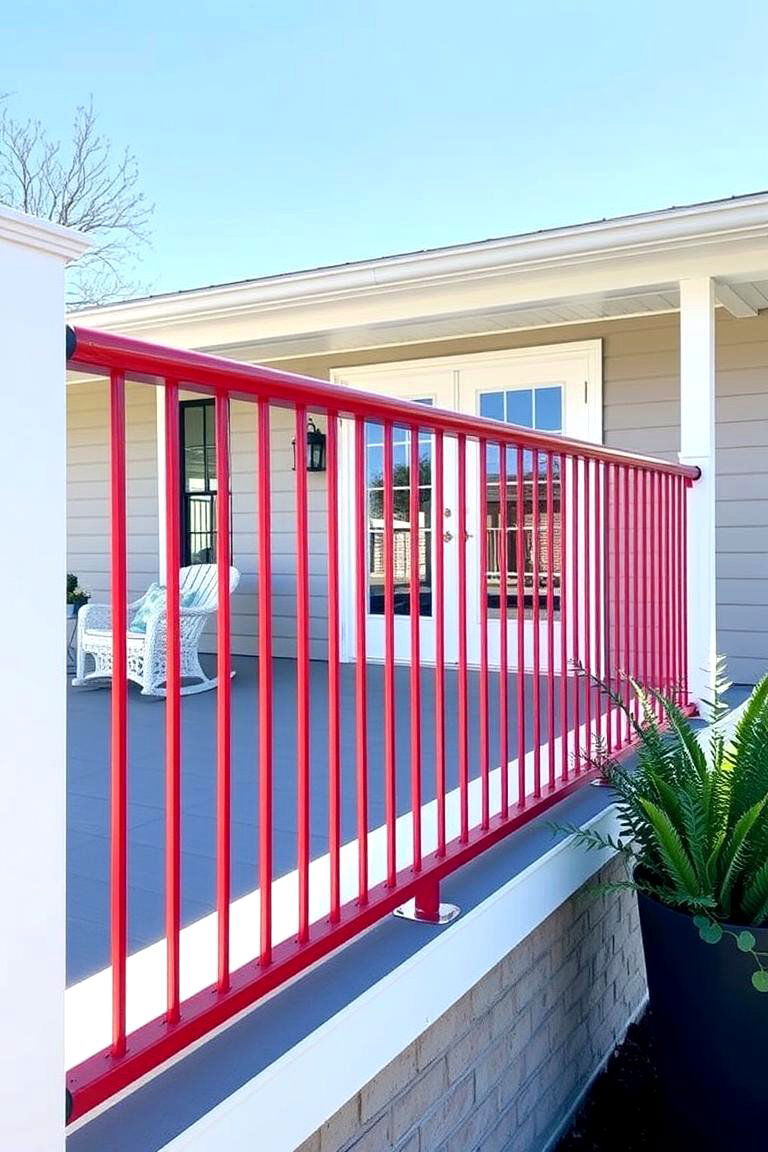 Painted Metal Railings for Colorful Appeal - 24 Front Porch Railing Ideas