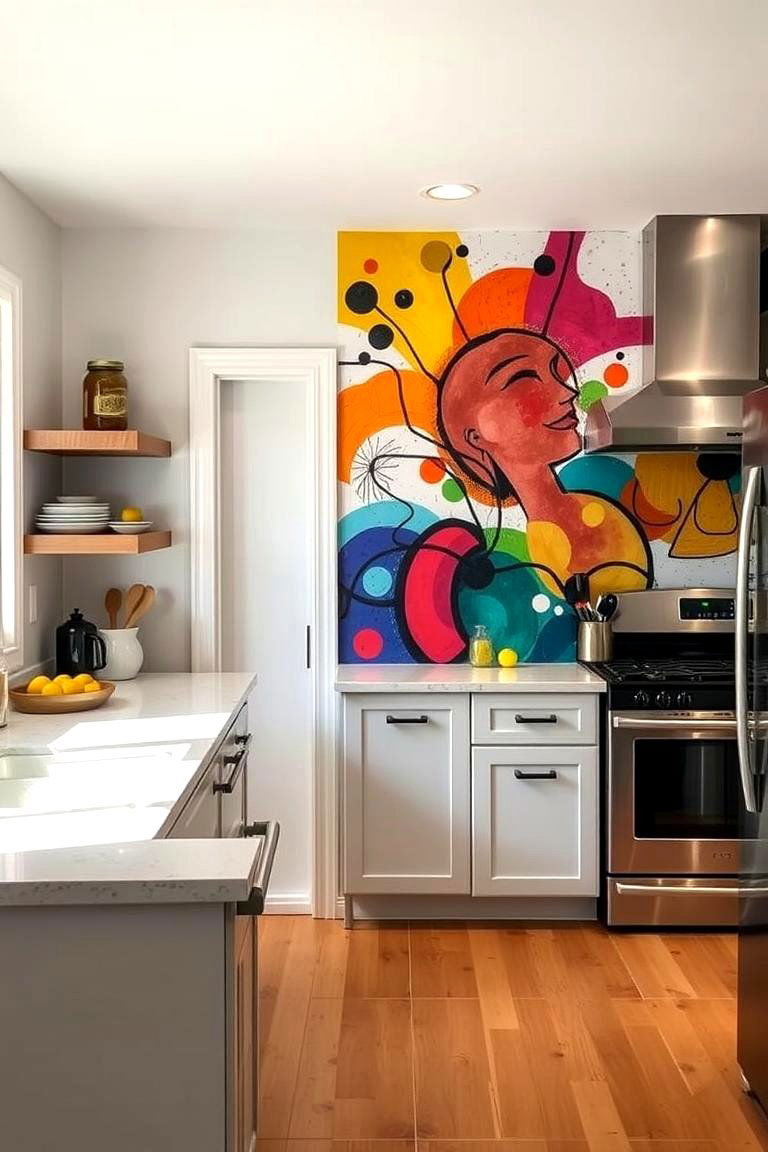 Painted Mural Masterpiece - 24 Kitchen Accent Wall Ideas