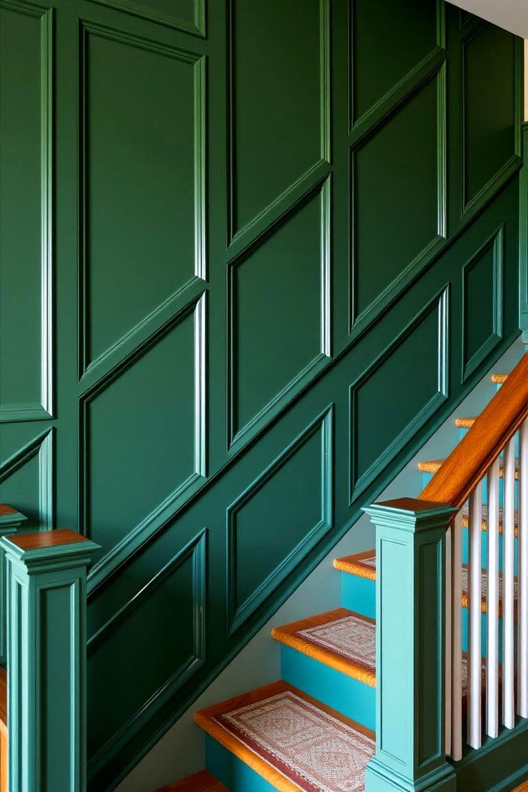 Painted Paneling for a Bold Statement - 24 Staircase Wall Ideas