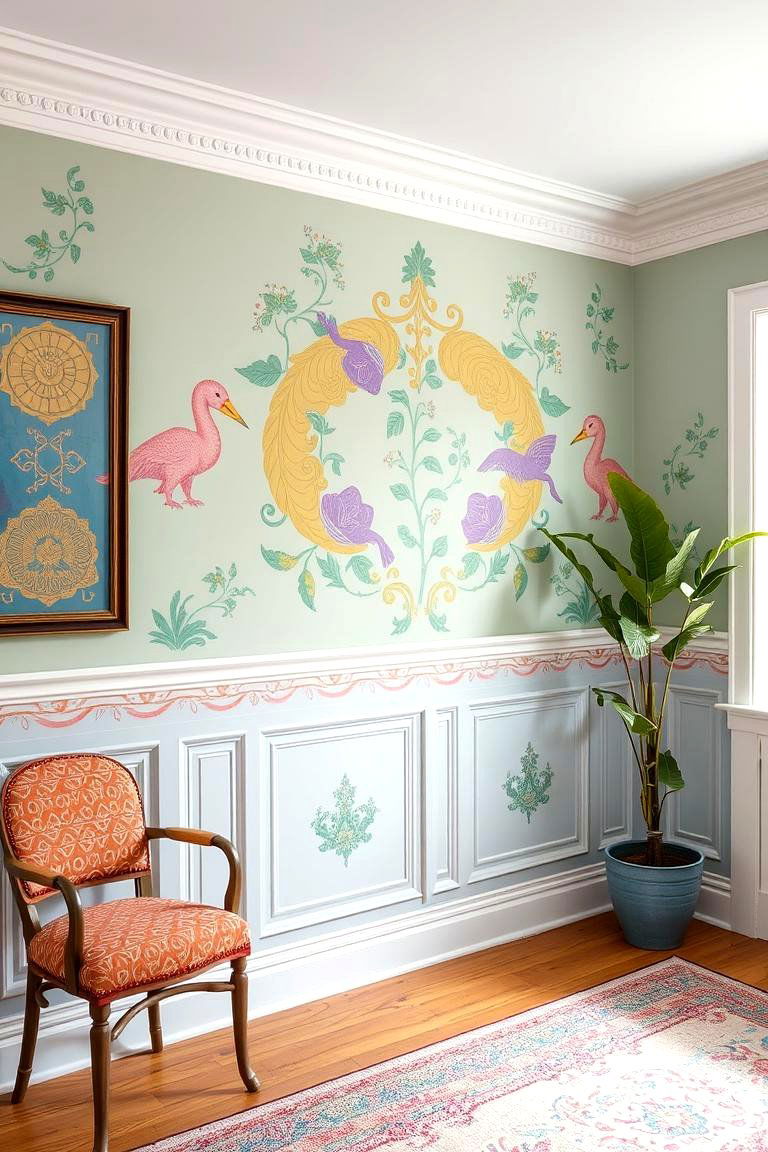 Painted Patterned Wainscoting - 24 Living Room Wainscoting Ideas
