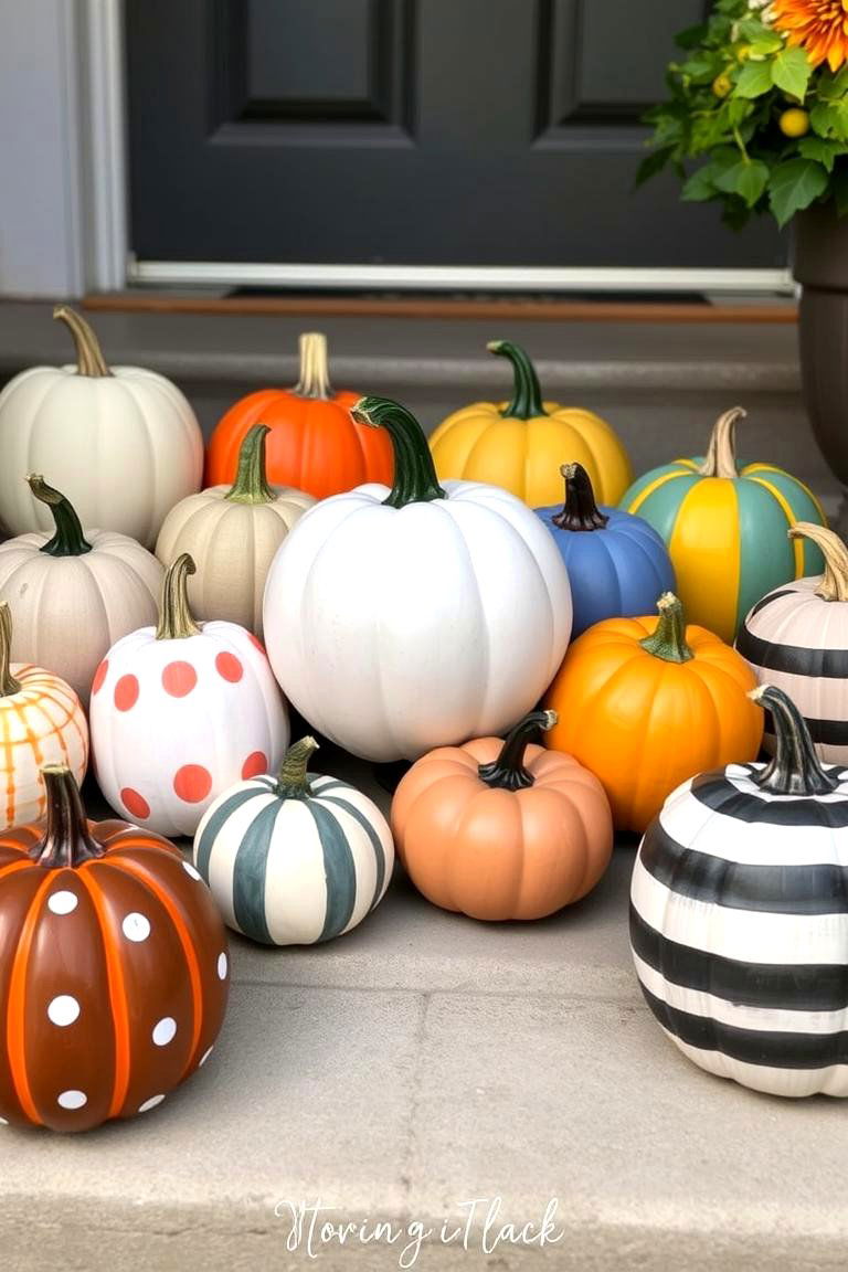 Painted Pumpkins for Custom Art - 24 fall outdoor decorating ideas