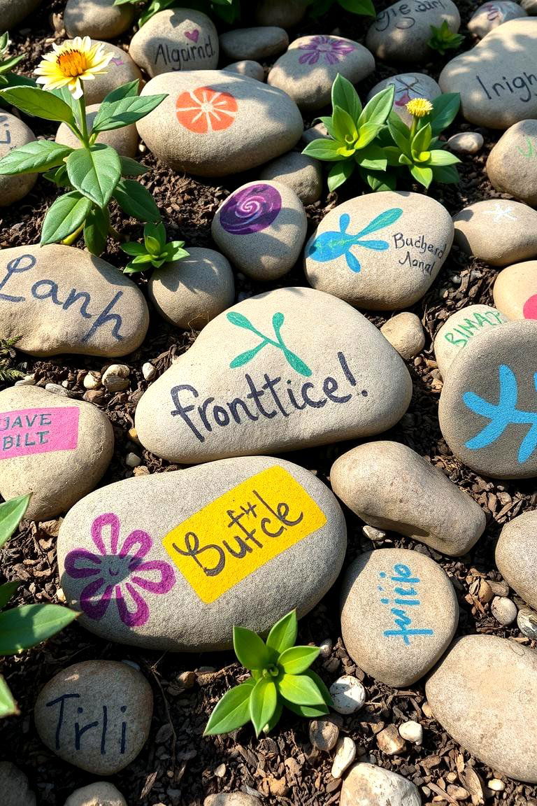 Painted Rocks as Garden Markers - 24 Shade Garden Design Ideas
