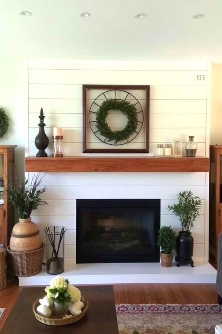 Painted Shiplap Fireplace Surround - 24 Shiplap Wall Ideas