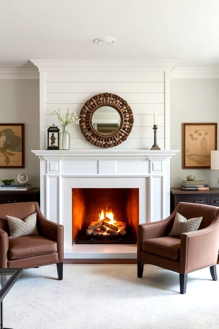 Painted Shiplap Fireplace Surround - 24 Shiplap Living Room Ideas