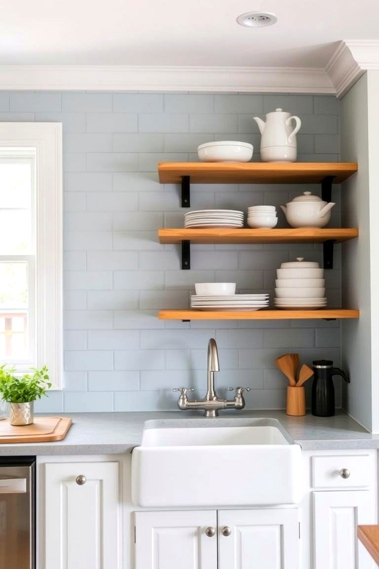 Painted Shiplap in Soft Colors - 24 Shiplap Backsplash Ideas for Your Kitchen
