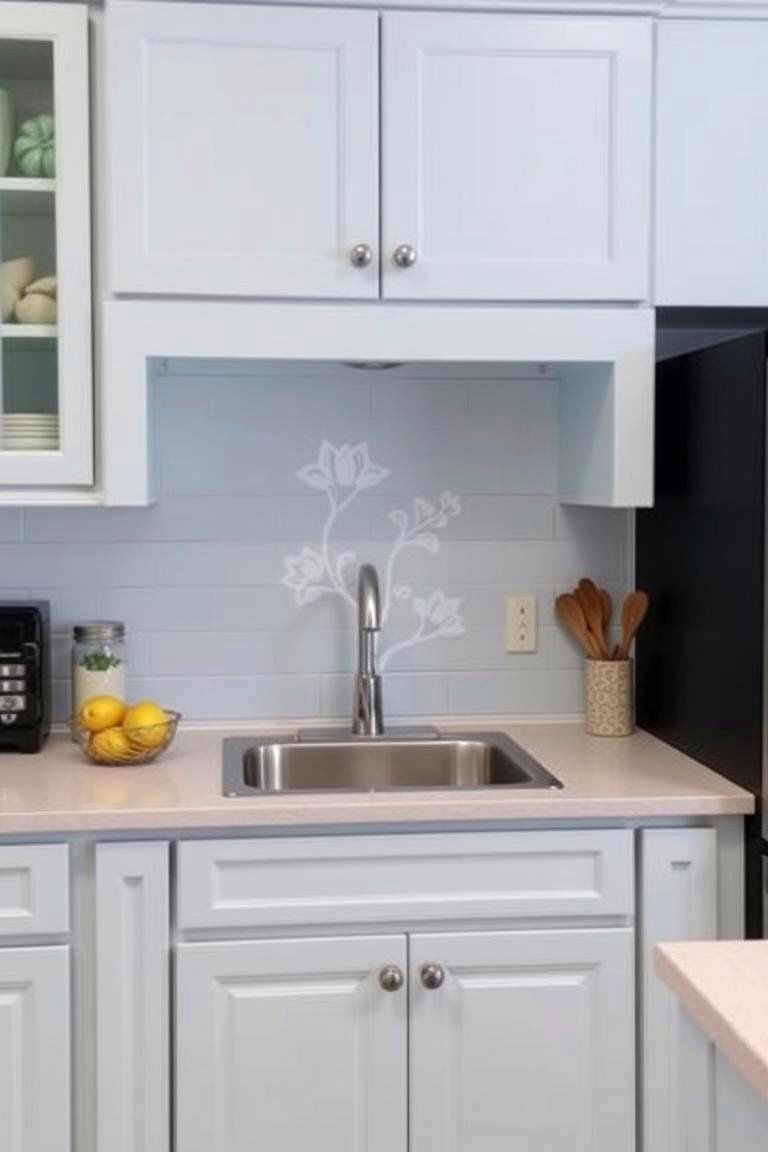 Painted Shiplap with Stenciled Design - 24 Shiplap Backsplash Ideas for Your Kitchen