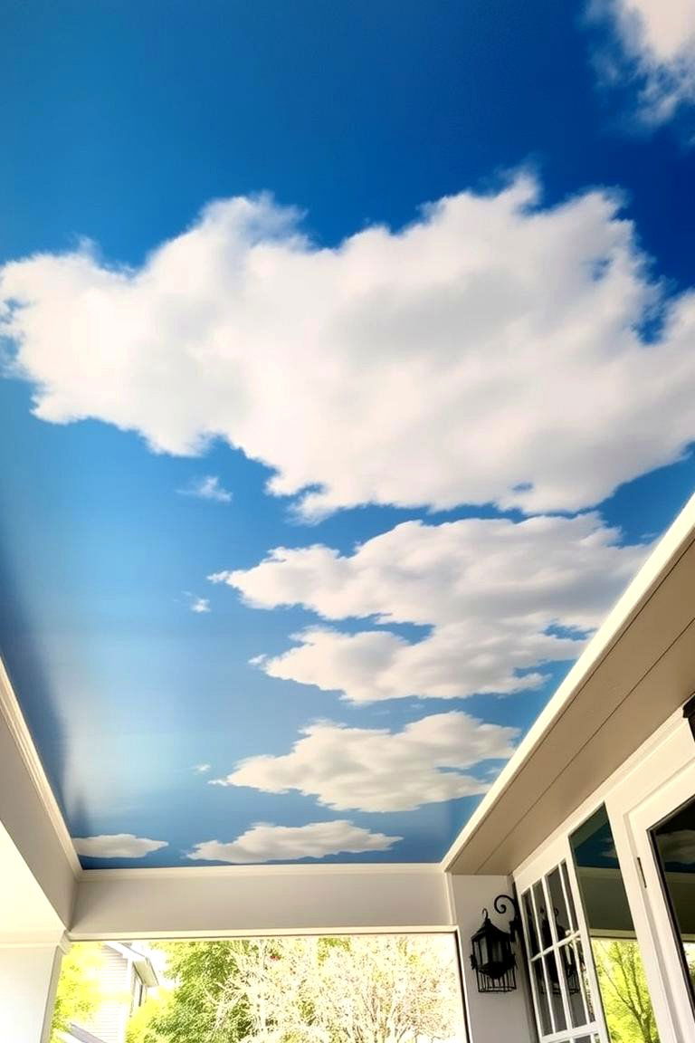 Painted Sky Mural - 24 Porch Ceiling Ideas