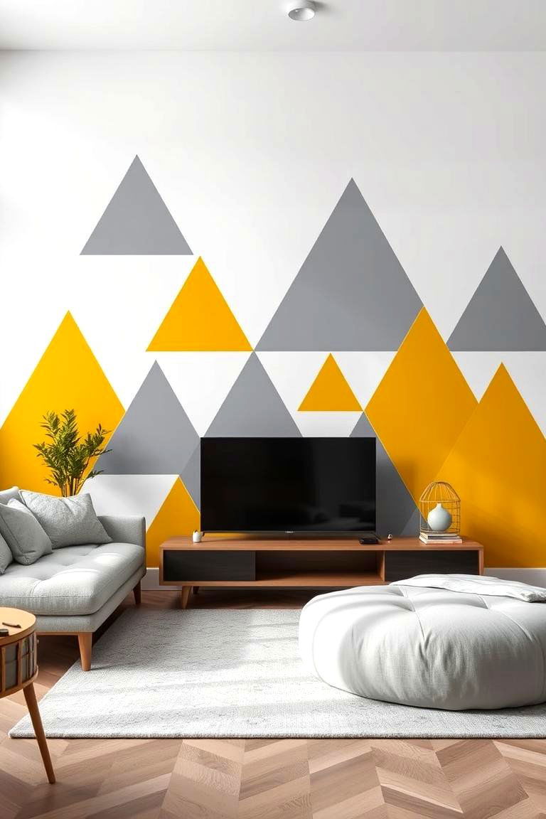 Painted Triangles - 24 Geometric Accent Wall Ideas