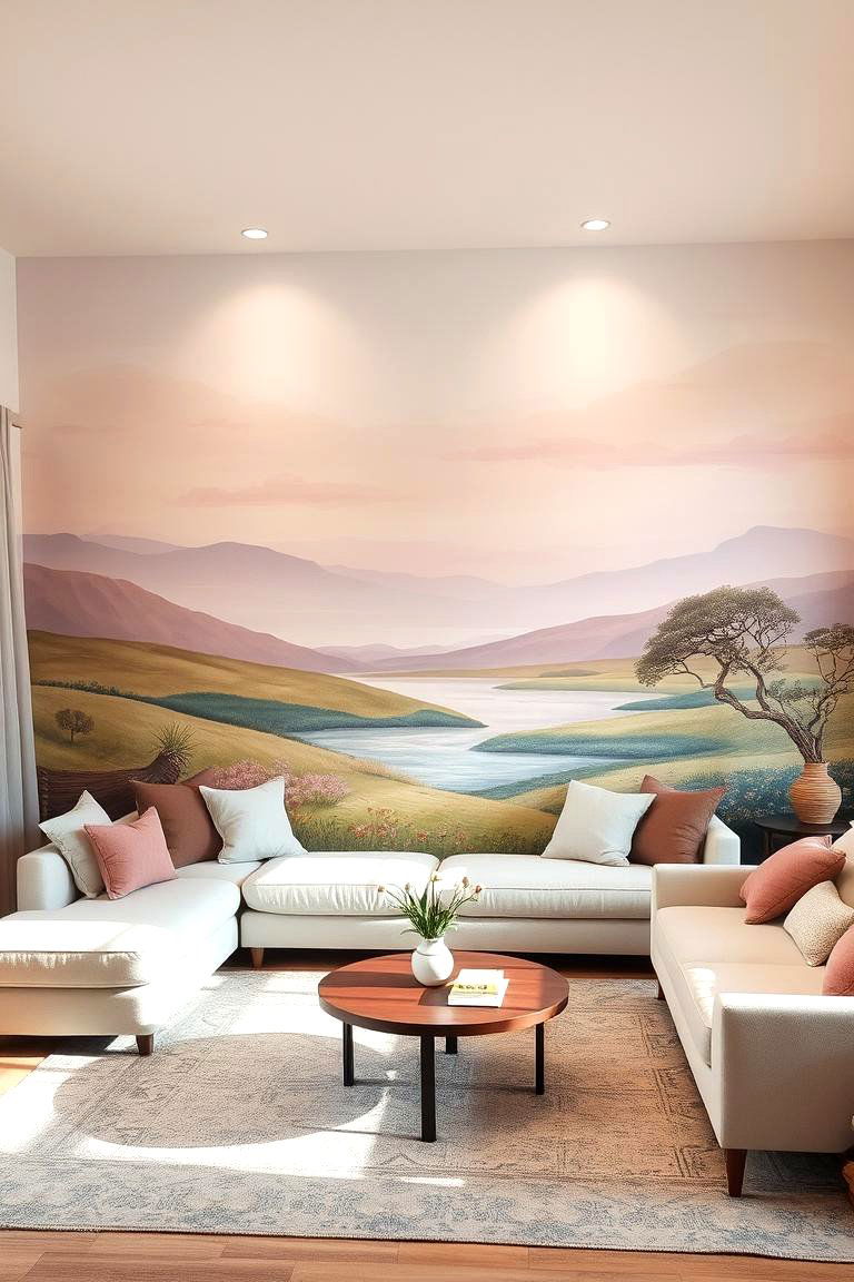 Painted Wall Mural - 24 living room wall decor ideas
