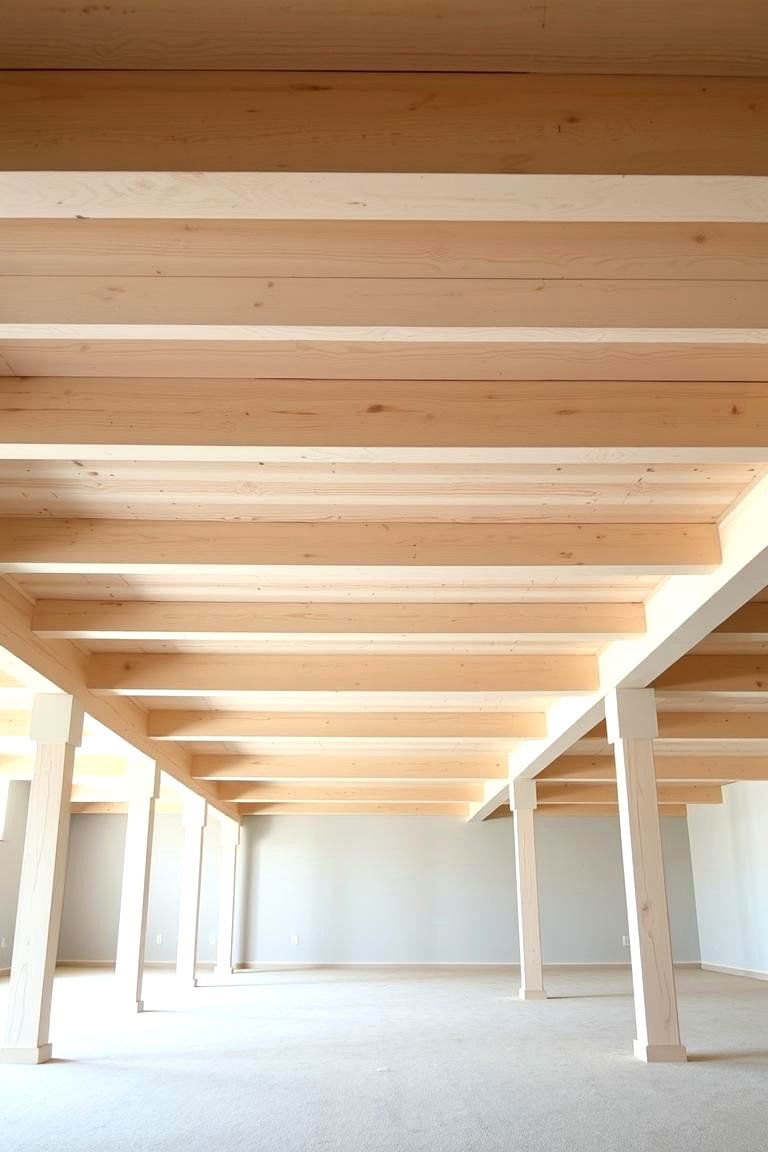 Painted Wood Beams for a Bright and Airy Look - 24 Basement Ceiling Ideas