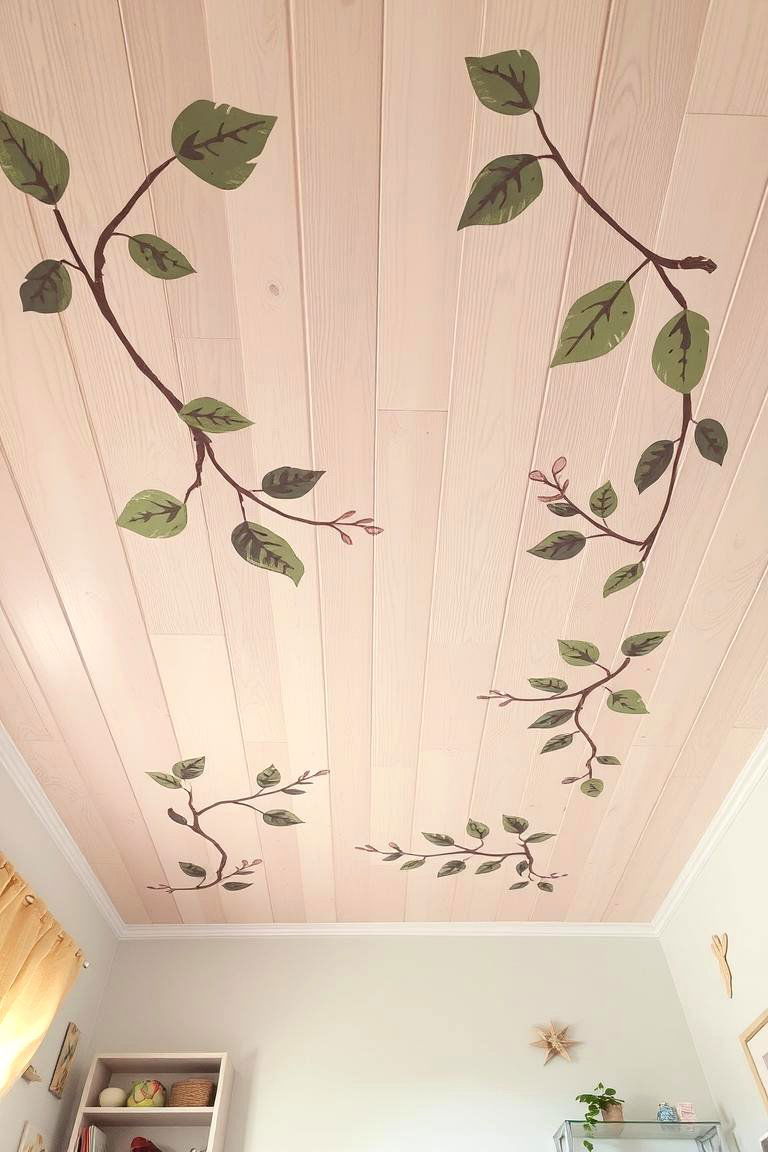 Painted Wood Ceiling Rustic Motifs - 24 Rustic Ceiling Ideas