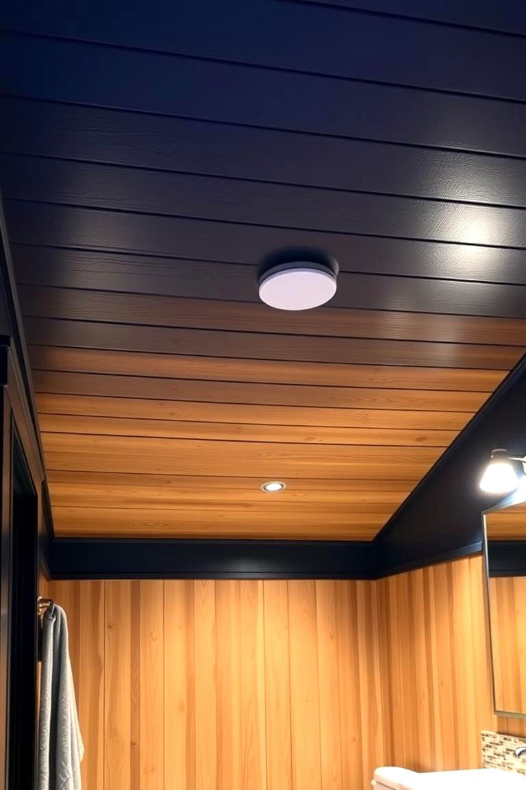 Painted Wood Ceiling for a Unique Finish - 24 Bathroom Ceiling Ideas
