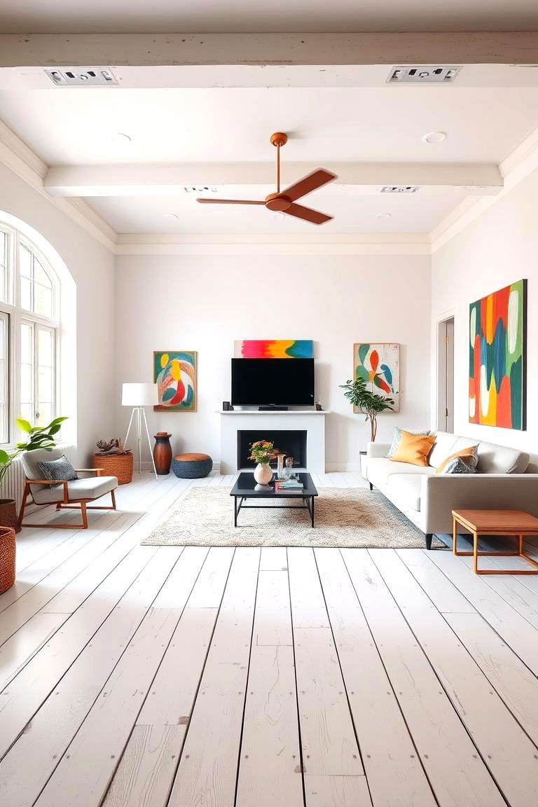 Painted Wood Flooring - 24 Living Room Flooring Ideas