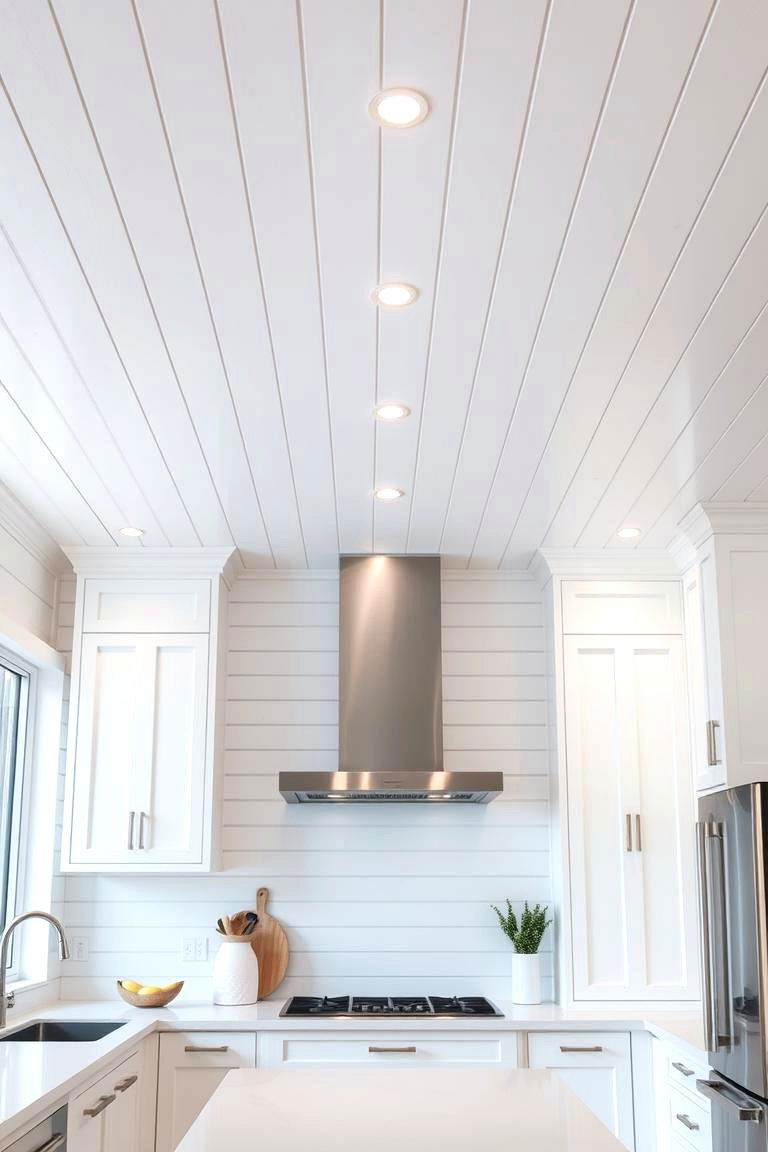 Painted Wood Paneling - 24 Wood Ceiling Kitchen Ideas