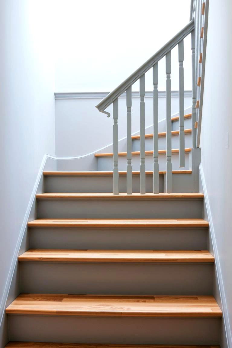 Painted Wood Railing Neutral Tones - 24 Wood Stair Railing Ideas