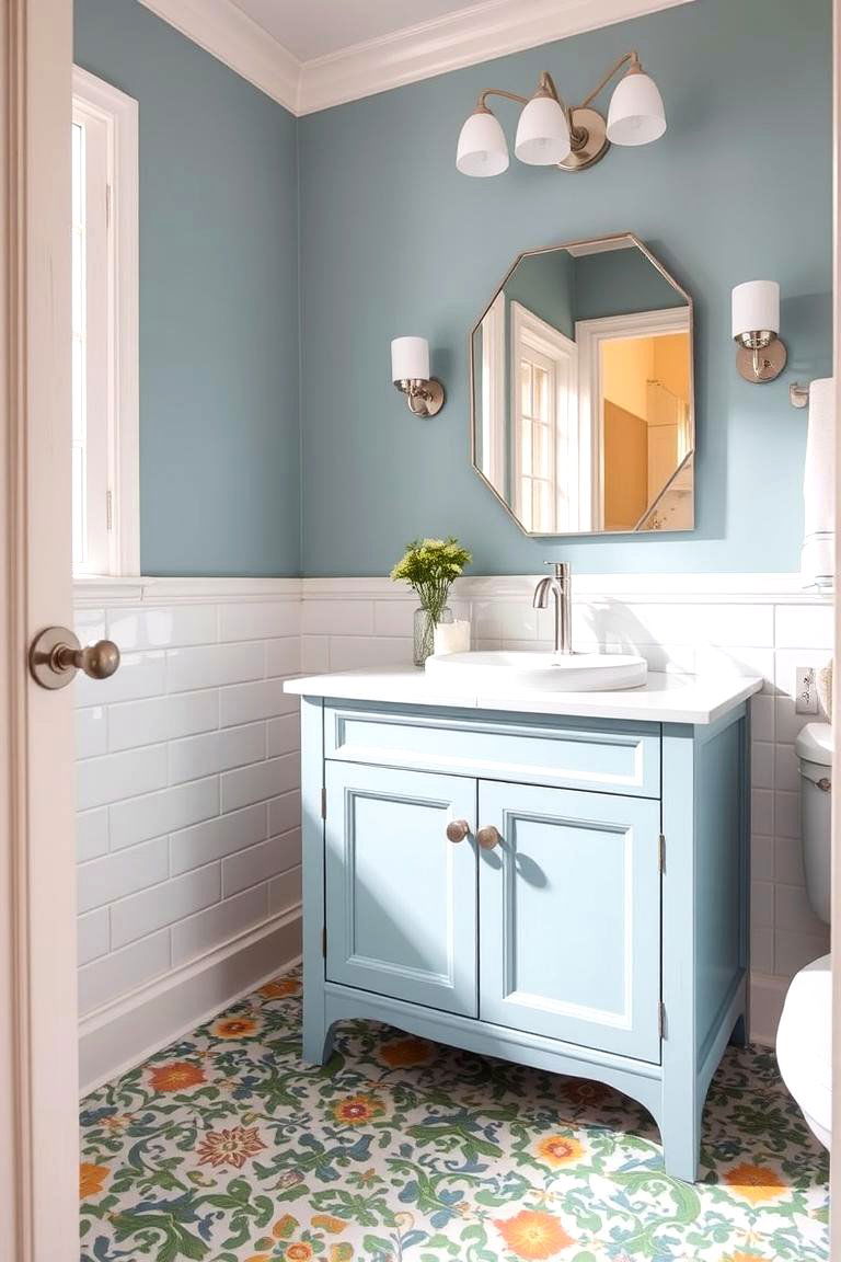 Painted Wood Vanity for a Pop of Color - 24 Wood Bathroom Vanity Ideas
