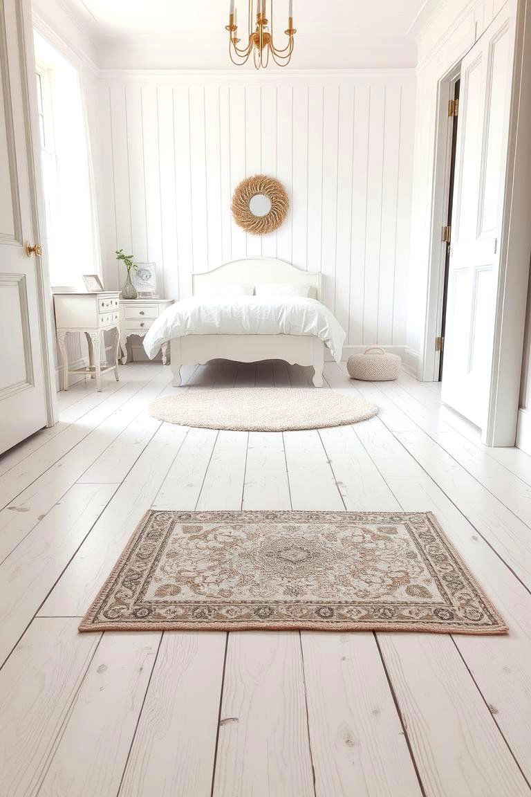 Painted Wooden Floors - 24 Shabby Chic Bedroom Ideas